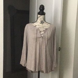 Tan 3/4 Sleeve Shirt 👚